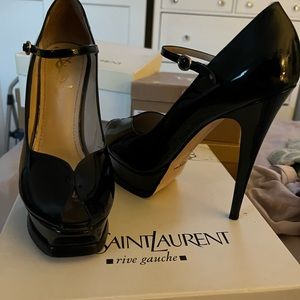 YSL peep toe platform pump